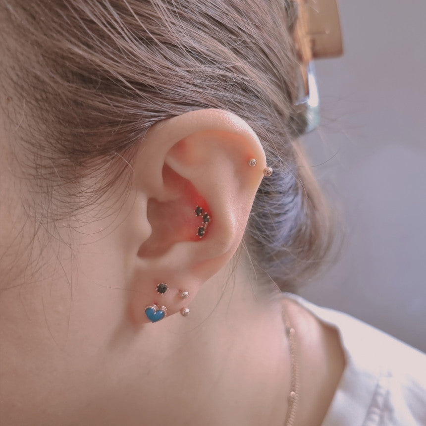 14K 18K Solid Gold Mother Of Pearl Helix Tragus Cartilage Conch Externally  Threaded Earring Labret - Main Image