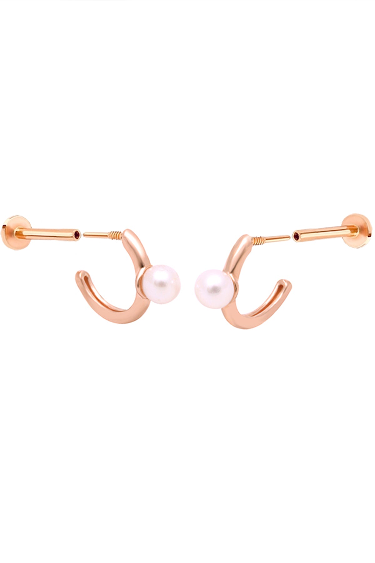 14K Solid Gold Freshwater Pearl Helix Cartilage Tragus Inner Hoop Inte ...
