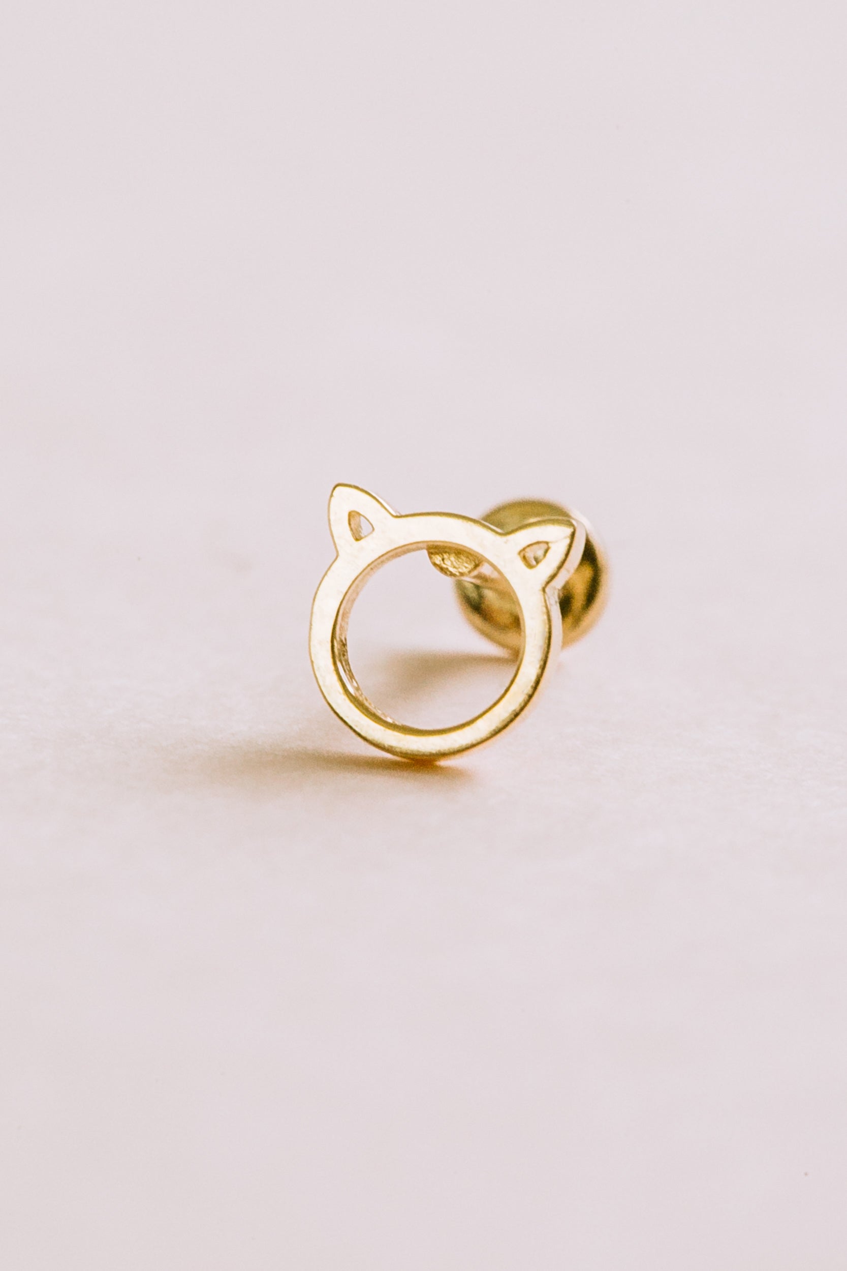 14k Gold Cartilage Kitty Ear Cat Internally Internal Threaded Labret ...