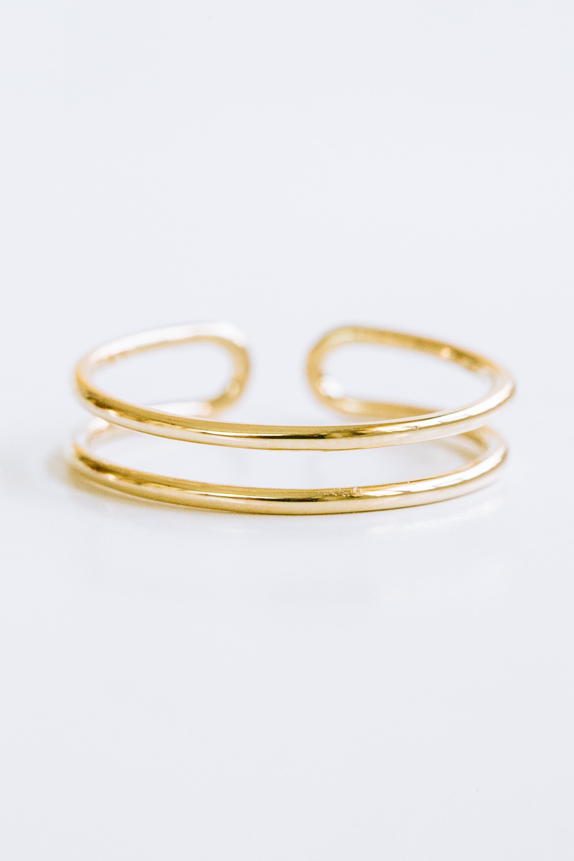14K Solid Adjustable Simple Double Line Gold Ring – ONDAISY
